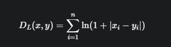 DL​(x,y)=i=1∑n​ln(1+∣xi​−yi​∣)
