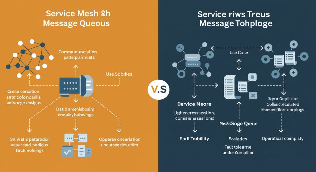 서비스매쉬 와 메세지큐를 비교
