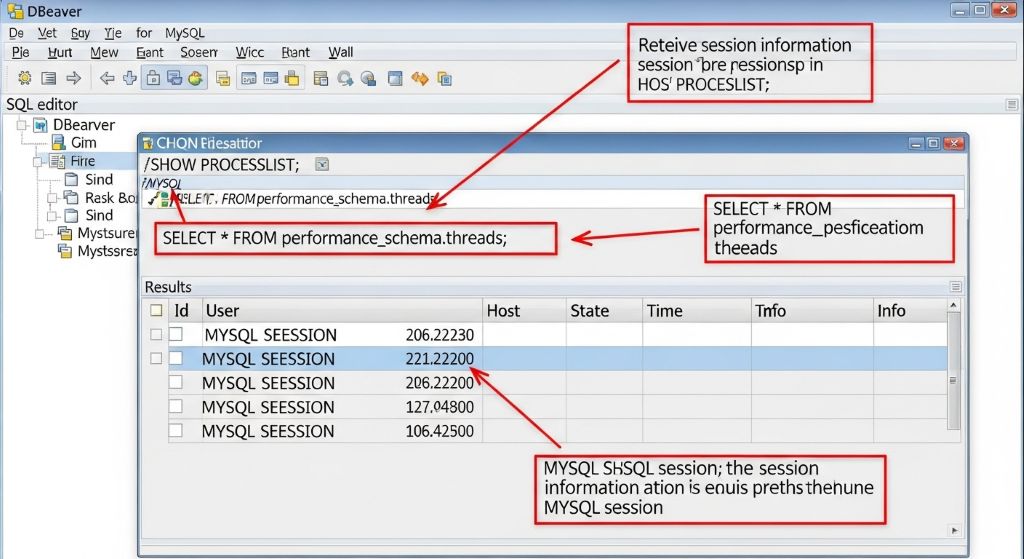 mysql dbever에서 세션정보 조회방법 2 mysql dbever에서 세션정보 조회방법