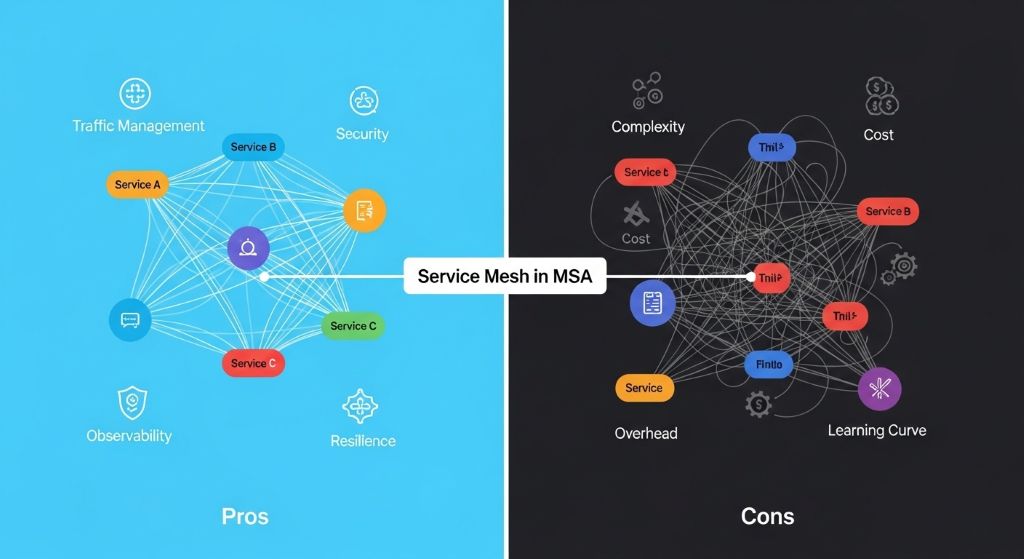 MSA 에서 서비스매시 사용 장단점 비교 