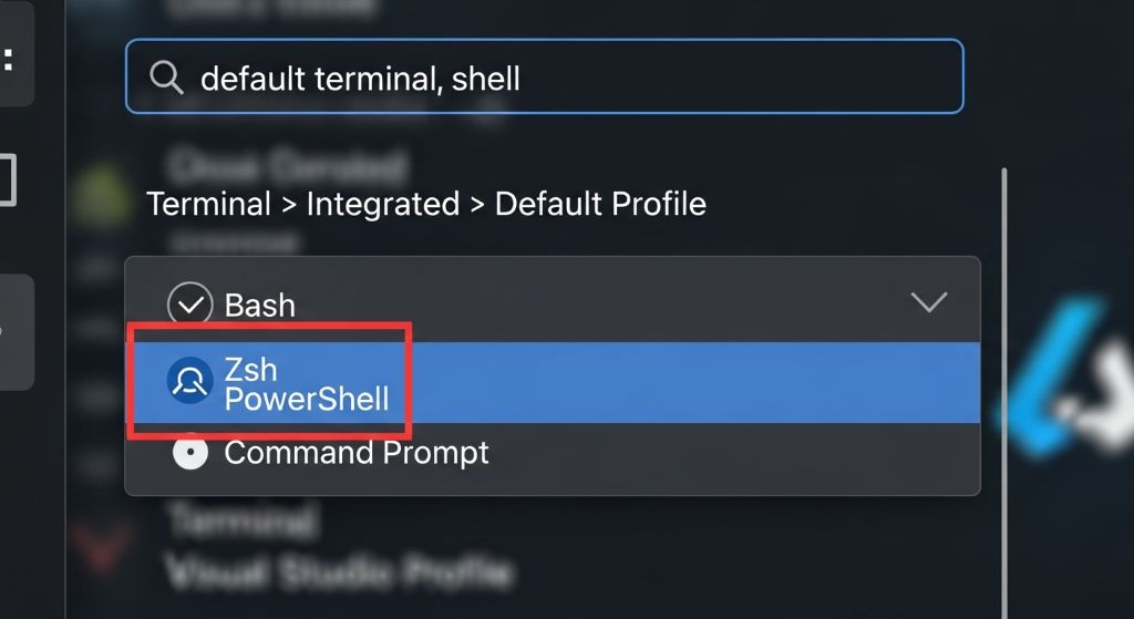 Visual Studio Code에서 터미널의 기본 명령어 또는 셸을 지정하는 방법 2 Visual Studio Code에서 터미널의 기본 명령어 또는 셸을 지정하는 방법