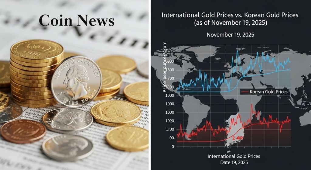 코인 뉴스 및 국제 금 시세 vs. 한국 금 시세 비교 (2025년 11월 19일 기준) 2 코인 뉴스 및 국제 금 시세 vs. 한국 금 시세 비교 (2025년 11월 19일 기준)