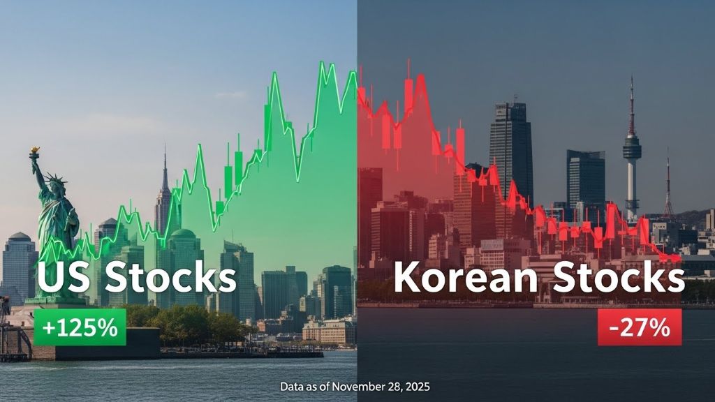 미국 주식 뉴스와 한국 주식 비교 (2025년 11월 28일 기준)