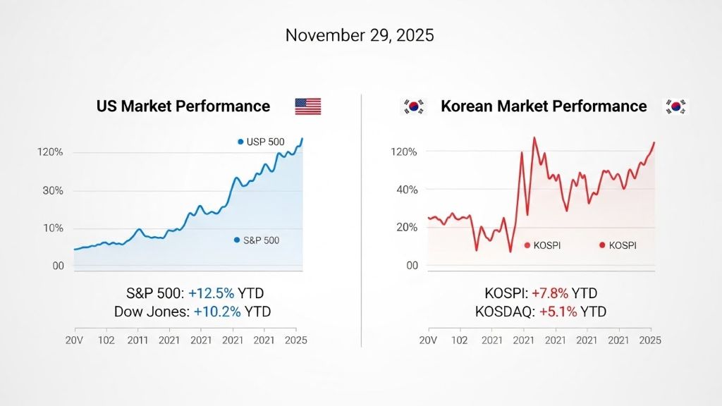 미국 주식 뉴스와 한국 주식 비교 (2025년 11월 29일 기준)