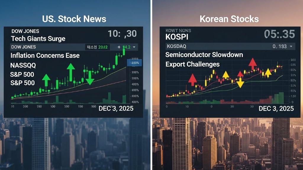 미국 주식 뉴스와 한국 주식 비교 (2025년 12월 3일 기준)