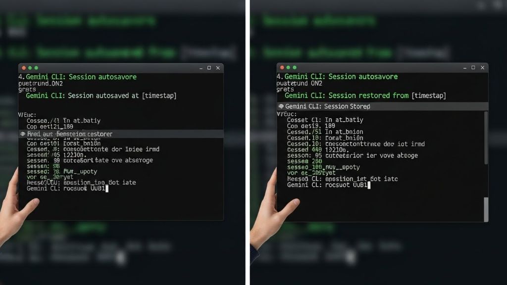 Gemini CLI는 세션 자동 저장/복원 기능이 있어서, 중간에 끊었다가 나중에 다시 이어서 작업