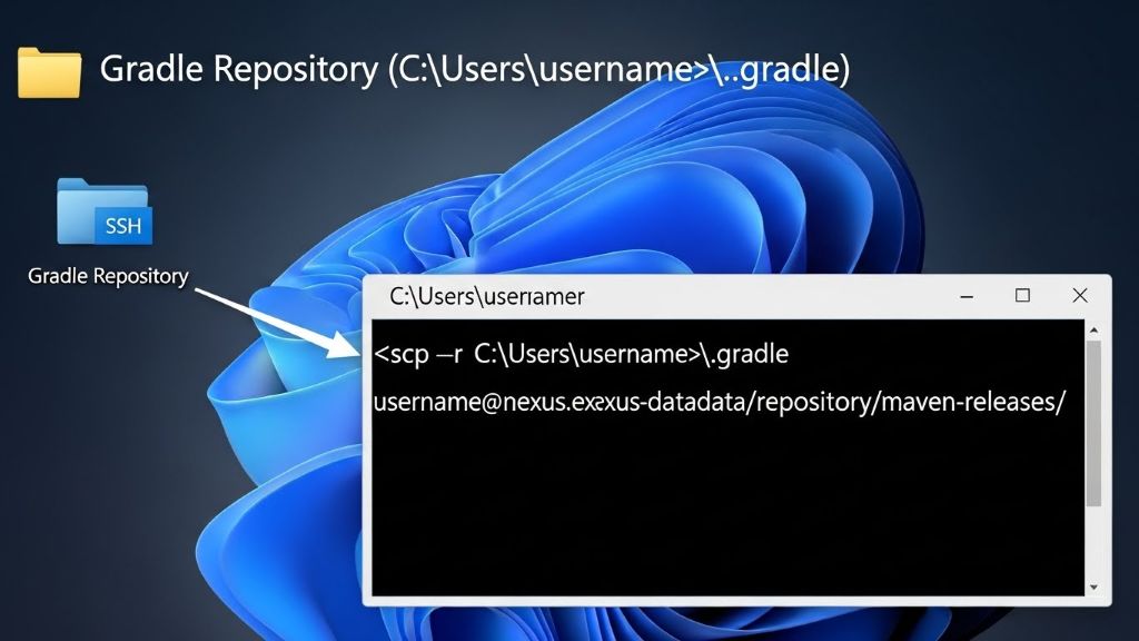 윈도우 11 사용자 홈의 gradle 레포지토리를 ssh를 이용하여 nexus서버에 올리는 방법 2 윈도우 11 사용자 홈의 gradle 레포지토리를 ssh를 이용하여 nexus서버에 올리는 방법