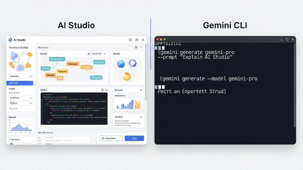 ai studio 와 gemini cli의 특장점을 비교정리