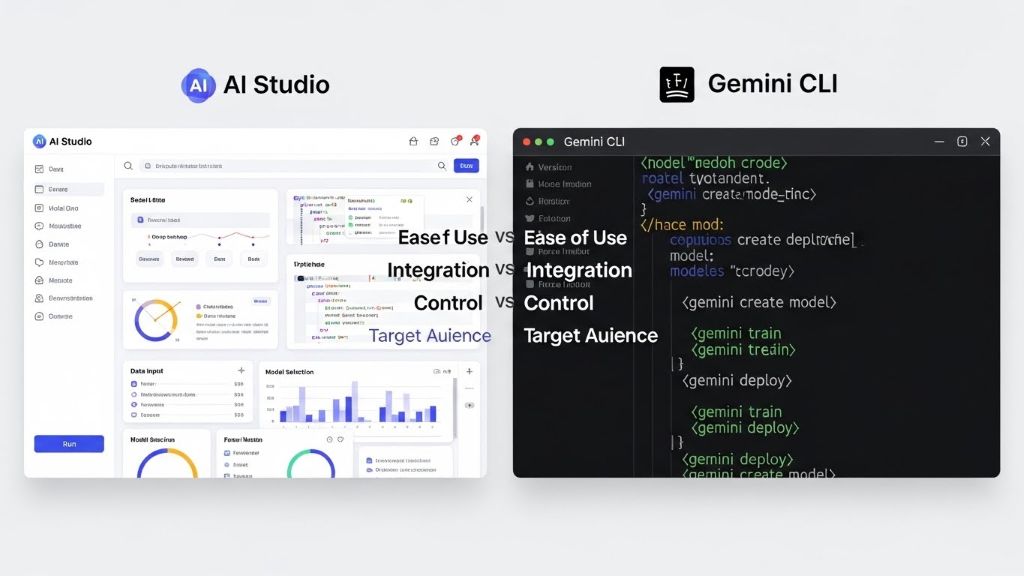 ai studio 와 gemini cli의 특장점을 비교정리