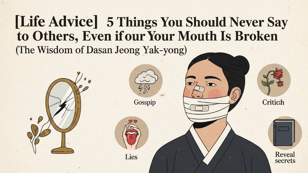 [인생조언] 입이 찢어져도 남에게 절대 하면 안 되는 5가지 말 (다산 정약용의 지혜)