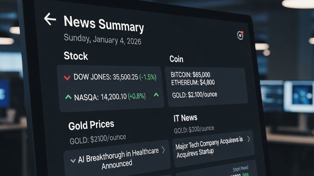 2026년 1월 4일(일) 기준: 주식·코인·금시세 및 IT 뉴스 정리