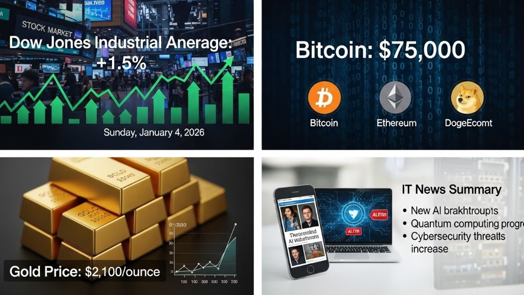 2026년 1월 4일(일) 기준: 주식·코인·금시세 및 IT 뉴스 정리