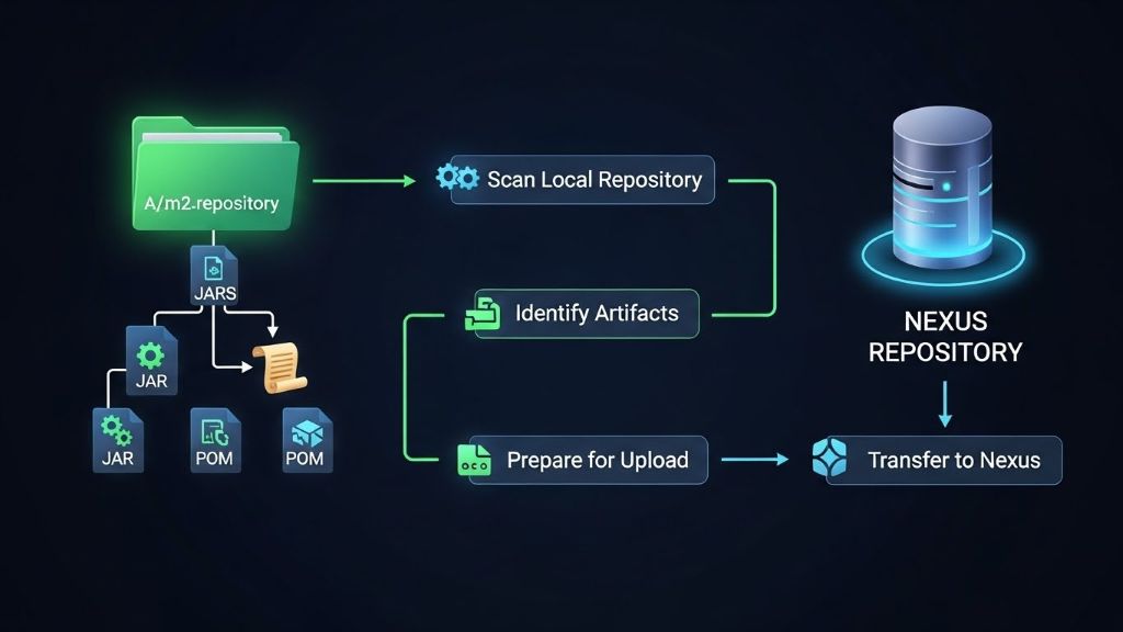 로컬 Maven 저장소(~/.m2/repository) 구조에 맞춰 Nexus로 일괄 업로드
