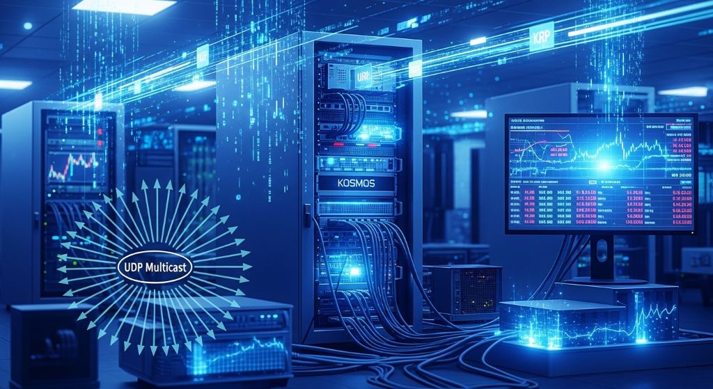  KRX(한국거래소) 시세 정보는 보통 코스콤(Koscom)의 KOSMOS 시스템을 통해 UDP Multicast 방식 수신방법