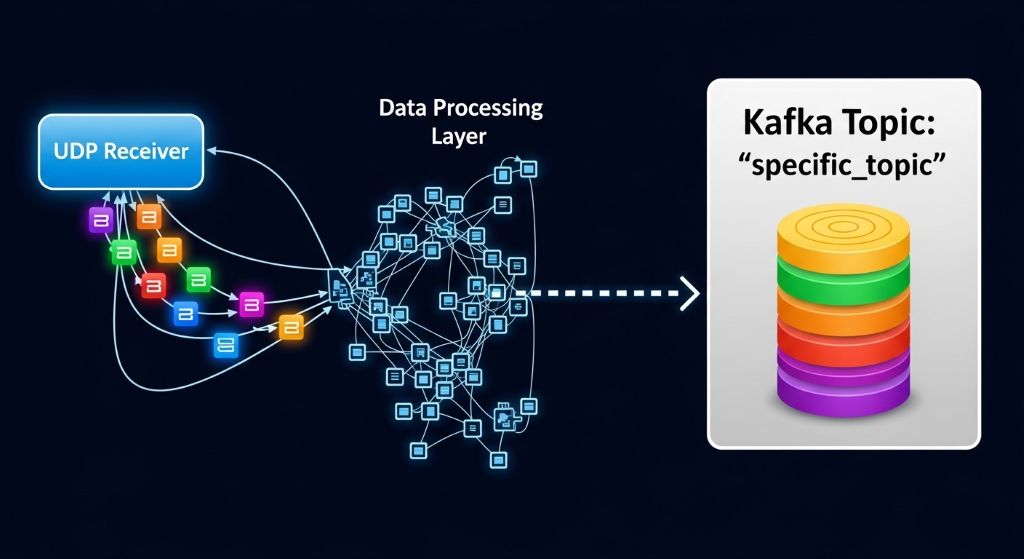 패킷을 UDP로 수신하여 Kafka의 특정 토픽(Topic)으로 전송