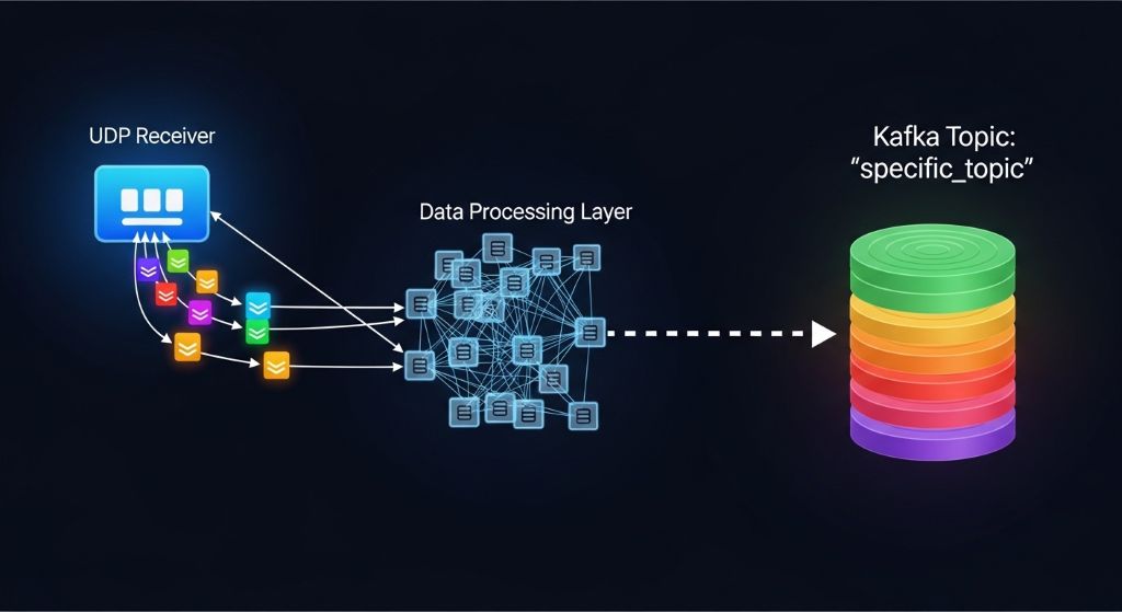 패킷을 UDP로 수신하여 Kafka의 특정 토픽(Topic)으로 전송
