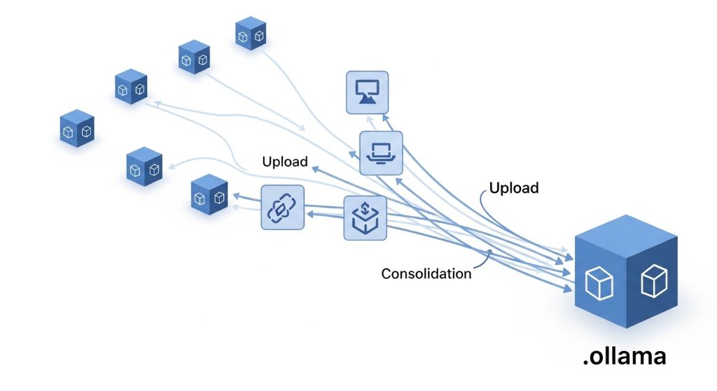 ollama 모델 각각백업 받은 것을 하나의 .ollama 에 함께올리는 방법
